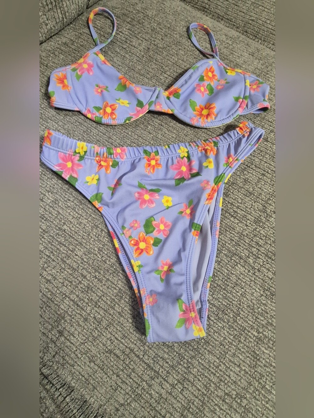 L.A. HEARTS BY PACSUN SIZE XS Lavender Floral Two-Piece Swim Set